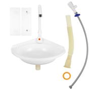 Lavabo Mural D’Angle Triangulaire Blanc, Compact, pour Petit appartement | Montage Mural en Coin, Plastique et Acier Inoxydable, Lignes Épurées, Entretien Facile pour Salle de Bain