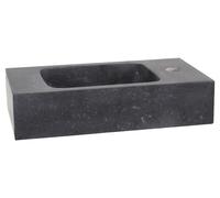 Lavabo mural Differnz Bombai Black - Pierre naturelle - Robinet à droite - Finition soignée - Adapté pour salle de bain ou toilette d'invités - Dimensions : 40 x 22 x 9 cm - Couleur : Anthracite - Noi