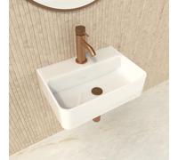 Lavabo mural ou à poser, en céramique, de forme rectangulaire, dimensions 37x26 cm