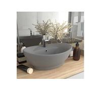 Lavabo ovale à trop plein Gris clair mat 58,5x39 cm Céramique Gris G