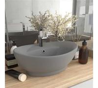 vidaXL Lavabo de luxe Débordement Mat Gris clair 58,5x39cm Céramique