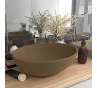 Lavabo ovale crème mat 40 x 33 cm en céramique | Céramique de qualité supérieure, surface mate, trou de vidange de 4,5 cm, polyvalent, design moderne