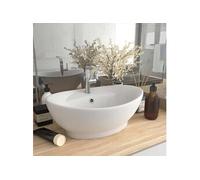 vidaXL Lavabo de luxe Débordement Ovale Blanc mat 58,5x39 cm Céramique