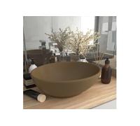 vidaXL Lavabo ovale de luxe 40x33 cm Céramique Crème mat