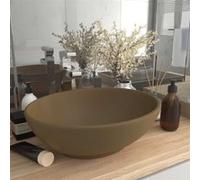 vidaXL Lavabo ovale de luxe 40x33 cm Céramique Crème mat