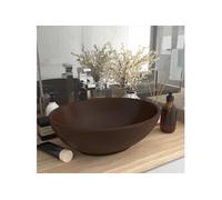 vidaXL avabo ovale mat brun foncé 40x33 cm Céramique