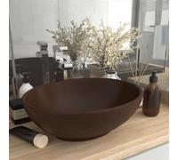 vidaXL Lavabo ovale de luxe Marron foncé mat 40x33 cm Céramique