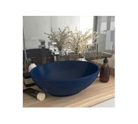 vidaXL avabo ovale mat bleu foncé 40x33 cm Céramique