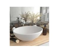 vidaXL Lavabo ovale de luxe Céramique 40x33 cm Blanc mat