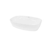 Lavabo Ovale de Salle de Bain, 605 x 380 x 140 mm, en Céramique, Blanc, Vasque