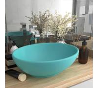 Lavabo ovale en céramique vert clair mat 40 x 33 cm | Trou d'évacuation de 4,5 cm, polyvalent, design moderne, surface facile d'entretien, convient pour console