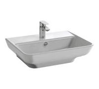 Jacob Delafon Lave-Mains Struktura 45 cm, Sur Plan, Céramique, Blanc | Céramique recy 10%). Lignes géométriques adoucies. Faible encombrement