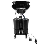 Lavabo portable pour salon de coiffure, avec pompe, 2 bacs, couleur noire, dimensions 48x50x140 cm