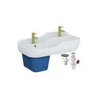 Lavabo pour enfant Sento Kids 85 cm + cache siphon bleu + 2 mitigeurs lavabo VitrA Sento Kids + siphon et bonde WIRQUIN