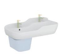 Lavabo VitrA Sento Kids Row 7351B003-1740, 85,5 x 40,5 cm, disponible en 2 hauteurs, avec 1 trou de robinetterie central, finition blanc brillant, avec trop-plein.