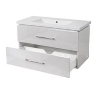 Lavabo Premium + meuble sous-lavabo HWC-D16, lavabo, brillant 90cm blanc