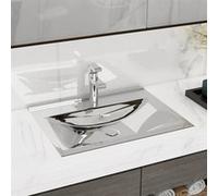 Lavabo rectangulaire en céramique gris - vidaXL - 60x46x16 cm - Avec trop-plein et trou de robinet