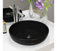 vidaXL Lavabo en céramique rond noir 42x12 cm