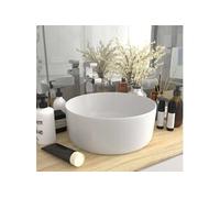 vidaXL Lavabo de luxe rond mat blanc 40x15 cm Céramique