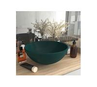 Lavabo Rond de Luxe de Salle de Bain Vasque à Poser de Toilette Lave-mains Salle Cosmétique Intérieur Vert Foncé Mat 146970