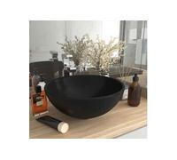 vidaXL Lavabo de luxe Rond Mat Noir 32,5x14 cm Céramique