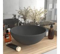 vidaXL Lavabo de luxe rond Céramique Gris foncé mat 32,5 x 14 cm
