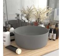 vidaXL Lavabo rond de luxe mat gris clair 40x15 cm Céramique