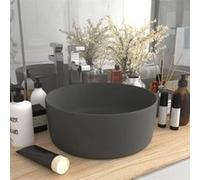 vidaXL Lavabo de luxe rond en céramique mat gris foncé 40 x 15 cm