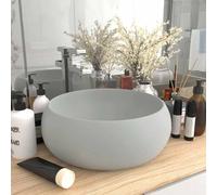 vidaXL Lavabo rond de luxe mat gris clair 40 x 15 cm Céramique
