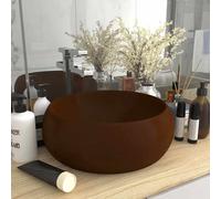 vidaXL Lavabo de luxe Rond Mat Marron foncé 40x15 cm Céramique