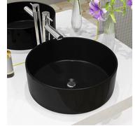 vidaXL Lavabo en céramique rond 40 x 15 cm Noir