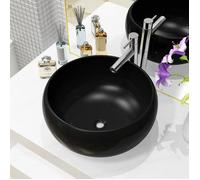 vidaXL Lavabo en céramique rond noir 40 x 15 cm