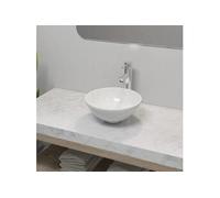 vidaXL Salle de bain lavabo avec mitigeur céramique ronde blanc