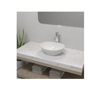 vidaXL Lavabo ovale pour salle de bain avec mitigeur céramique Blanc