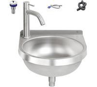 Lavabo Semi-circulaire Dangle Avec Bonde Et Mitigeur, Protection Anti-éclaboussures, Installation Suspendue, Idéal Pour Le Camping, La Salle De Bain, Le Sous-sol, Les Toilettes Et Les Wc. A