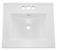 Lavabo semi-encastré - 510 x 465 mm - 3 trous de robinet - Céramique - Blanc