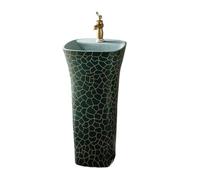 Lavabo sur pied de salle de bain en céramique avec robinet et kit de vidange pour intérieur et extérieur, facile à installer