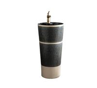 Lavabo sur pied en céramique avec robinet et bonde pour intérieur et extérieur, facile à installer