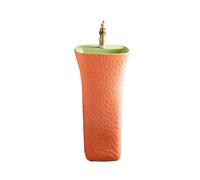 Lavabo sur pied en céramique intégré avec robinet et drain pour cour, balcon, salle de bain, facile à installer