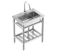 Lavabo sur pied, vasque simple, pieds réglables, type B - avec robinet