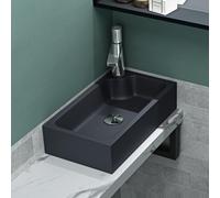 Lavabo sur plan de travail, 46x26x11 cm, en résine minérale, finition mate, anthracite, forme rectangulaire