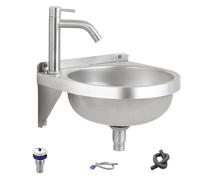 Lavabo Suspendu pour Salle de Bains Lavabo Semi-circulaire pour Sanitaire | Lavabo avec robinet pour Salle de Bain, Toilette, Cuisine, Buanderie, Restaurant, Maison, Café, Hôtel