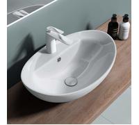 doporro Lavabo vasque à poser blanc 59cm lave main Bruxelles302 59x39x21cm