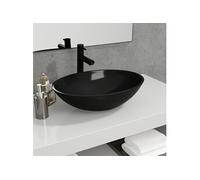 vidaXL Lavabo en verre à poser 50x37x14 cm noir