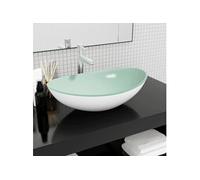 vidaXL Lavabo en verre trempé 345256 – 54,5x35x15,5 cm – Blanc