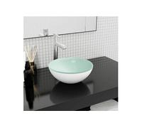 Lavabo Verre trempé 30x12 cm Blanc