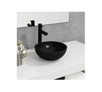 vidaXL Lavabo vasque à poser en verre trempé 30x12 cm Noir