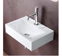 doporro Lavabo à Poser Blanc Vasque Suspendu en Céramique Lave Mains Rectangulaire de Qualité pour Salle de Bain 46x30.5x10,5cm Brüssel118
