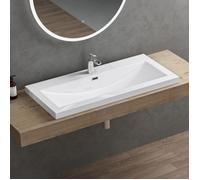 Lavabo vasque blanc 100cm à encastrer doporro Colossum01 fonte minérale solid surface 100x48x13cm