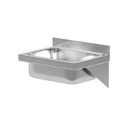 HENDI Lavabo, montage mural, bec verseur, dimensions intérieures : 350 x 250 x 100 mm, drain : ø52 mm, ouverture pour robinets : ø35 mm, 400 x 295 x (H)145 mm, acier inoxydable